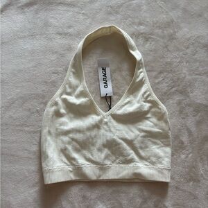 Garage Ivory Ribbed Halter Bralette